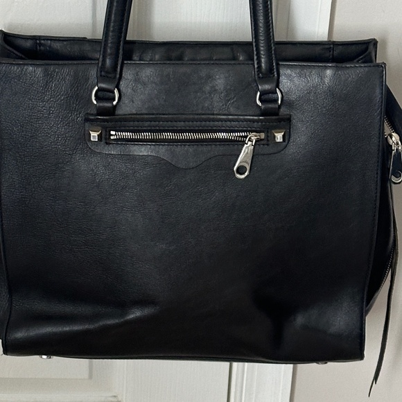 Rebecca Minkoff Black Soft Leather Work Tote Expandable Large Business Mom - Picture 3 of 9